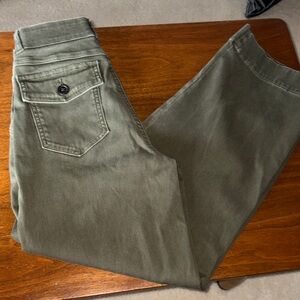 Spanx Olive Green Wide Leg Jeans with Button Pocket Detail